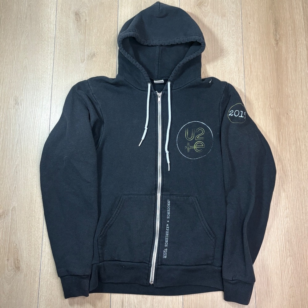 U2 2015 Innocence Experience Tour American Apparel F497 Zip Hoodie Black Small